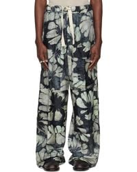 Dries Van Noten - ネイビー＆グリーン シルク ドローストリング カーゴパンツ - Lyst