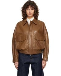 Nour Hammour - Runa Soft Leather Bomber Jacket - Lyst