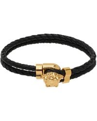 Versace - Black Medusa Leather Bracelet - Lyst