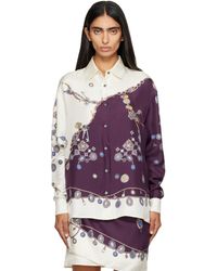 Versace - Chemise Mauve Et Blanc En Sergé De Soie À Motif Imprimé - Lyst
