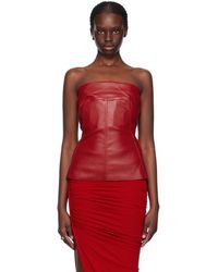 Rick Owens - Red Bustier Leather Tank Top - Lyst