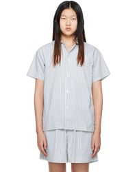 Tekla - ブルー&ホワイト オーバーサイズ パジャマシャツ - Lyst