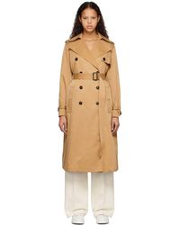 BOSS by HUGO BOSS Tan Double-breasted Trench Coat - Black
