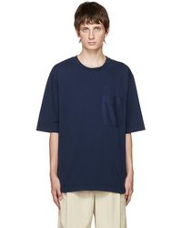 Lemaire - T-shirt droit bleu marine - Lyst