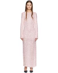 Ganni - Pink 3d Sequins Maxi Dress - Lyst