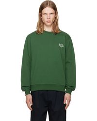 A.P.C. - Pull Molletonné Vert À Logo Rue Madame - Lyst