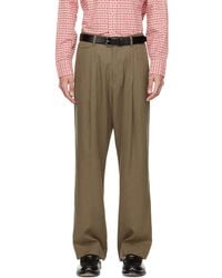 Paul Smith - Khaki Relaxed-Fit Pleated Lyocell Trousers - Lyst