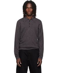 Lemaire - Long-Sleeve Fine Mouliné Merino Wool Polo - Lyst