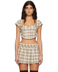 GUIZIO - White Plaid Corset Top - Lyst