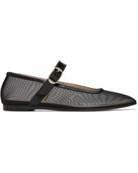 Le Monde Beryl Mesh Mary Jane Ballerina Flats in Black | Lyst