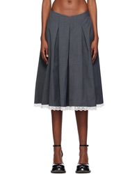 ShuShu/Tong - Gray Pleated Midi Skirt - Lyst