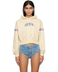 Gcds - Off-white Cropped Hoodie - Lyst