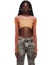 Jean Paul Gaultier - T-shirt à manches longues 'the body morphing crop' rose - Lyst