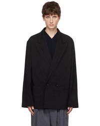 Lemaire - Black Double-breasted Blazer - Lyst