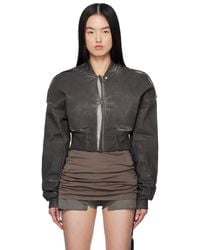 Rick Owens - Hollywood Cropped Denim Flight Jacket - Lyst