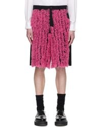 Comme des Garçons - Short Noir Et Rose En Gabardine De Laine À Garniture En Tulle De Nylon - Lyst