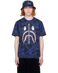 A Bathing Ape - Blue Color Camo Shark T-shirt - Lyst
