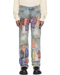 Who Decides War - Jean Bleu À Effet Usé Et À Ornements Brodés - Lyst