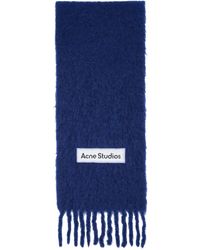 Acne Studios - Écharpe Bleue En Laine À Franges - Lyst