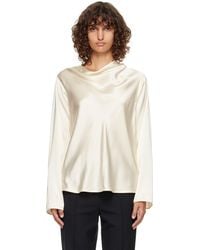 Loulou de Saison - Off- Riddy Draped Satin Blouse - Lyst