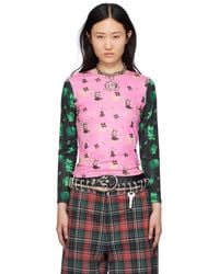 Chopova Lowena - Pink Neon Swoosh Long Sleeve T-shirt - Lyst