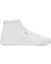 HUGO - Faux-Leather High-Top Sneakers - Lyst