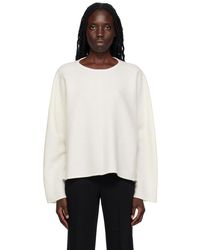 TOTEME - Pull blanc cassé à col ras du cou - Lyst