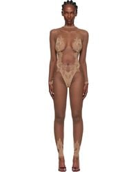 Poster Girl - Leaves Fishnet Capri Jumpsuit - Lyst