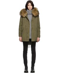 Mr & Mrs Italy Green Midi Fur Jazzy Parka - Natural