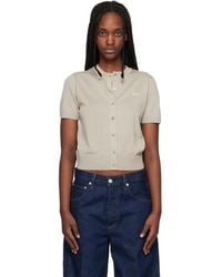 Maison Kitsuné - Taupe Baby Fox Fine Merino Short Sleeve Cardigan - Lyst