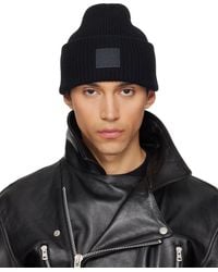 Acne Studios - ブラック Face Logo ウール ビーニー - Lyst