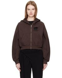 OTTOLINGER - Pull À Capuche Brun À Effet Usé Et À Glissière - Lyst