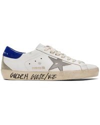 Golden Goose - White & Blue Super-star Sneakers - Lyst