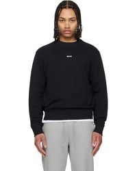 BOSS - Relaxed-Fit Cotton Terry Contrast Logo Sweatshirt - Lyst