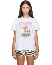 Ganni - Basic Cotton Western Zebra Boot T-Shirt - Lyst