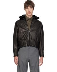 AARON ESH - Shearling Collar Leather Bomber - Lyst