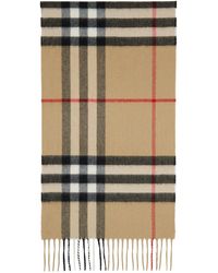 Burberry - Beige Check Cashmere Scarf - Lyst