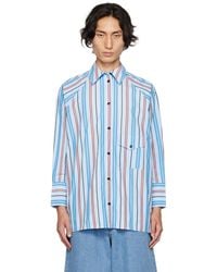 Ganni - Blue Striped Shirt - Lyst