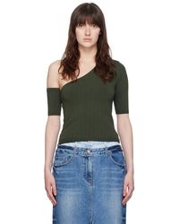 Juun.J - T-Shirt Vert À Épaule Unique - Lyst