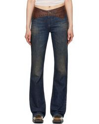 Guess USA - Contrast Leather Jeans - Lyst