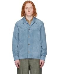 Paul Smith - Blue Button Up Leather Shirt - Lyst
