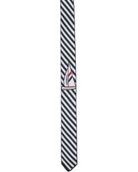 Thom Browne - Cravate Bleu Marine Et Blanc En Tricot Jacquard À Image De Voilier - Lyst