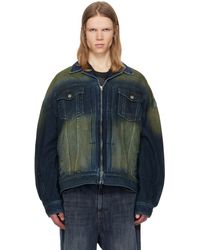 Juun.J - Blouson Camionneur Bleu Marine En Denim À Glissière - Lyst