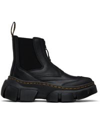 Dr. Martens - Bottes Chelsea Noires En Cuir À Glissière Et À Semelle Dxml - Lyst
