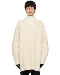 Jil Sander - Off-white V-neck Sweater - Lyst