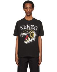 KENZO - T-shirt noir à image de tigre - drawn varsity - Lyst