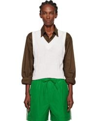 Cordera - Gilet Blanc En Tricot De Coton Et Cachemire À Carreaux - Lyst