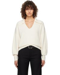 JOSEPH - Off- Light Cardigan Stitch Open Neck Polo - Lyst