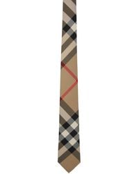 Burberry - Beige Checked Tie - Lyst