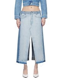 Stella McCartney - Contrast Panel Denim Midi Skirt - Lyst